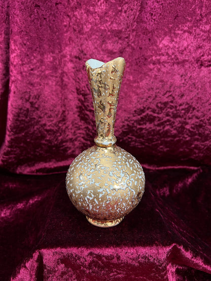 Vintage Ceramic Bud Vase – Dixon Art Studio Gold Textured Mid Century Design