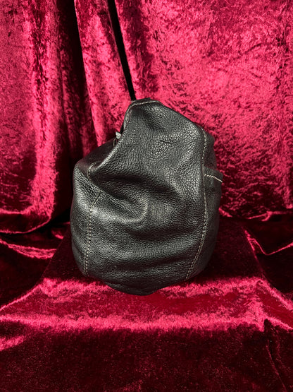 Vintage Leather Hobo Shoulder Bag - Black Pebbled Everyday Slouch Purse - The Sak