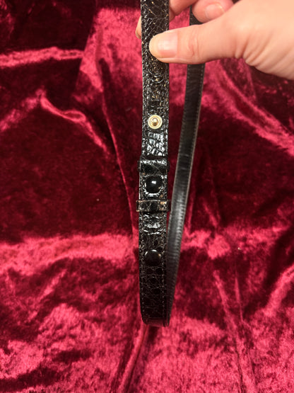Vintage Genuine Crocodile Skin Purse - Black Crossbody Shoulder Bag