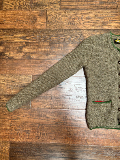 Vintage Clothing - Button Front Wool Cardigan - Brown, Green, and Red - X-Small - Hammerschmid