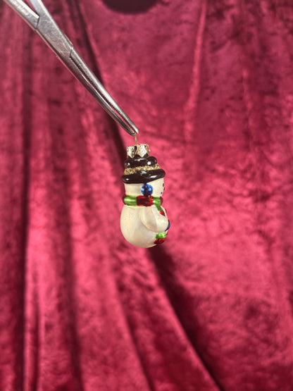 Vintage Christmas - Handblown Glass Ornament - Classic Snowman - 2"