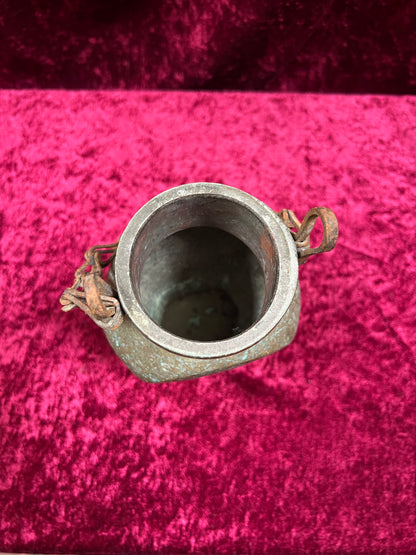 Vintage Oddities - Antique Copper Lidded Vessel with Iron Wood Hook