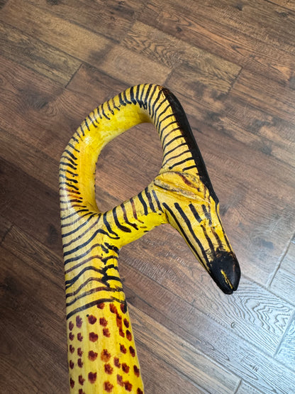 Vintage Walking Stick - Hand Painted Giraffe African Art