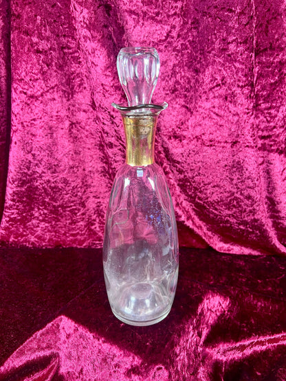 Vintage Barware - Glass Decanter - Gold Neck - 12.25"