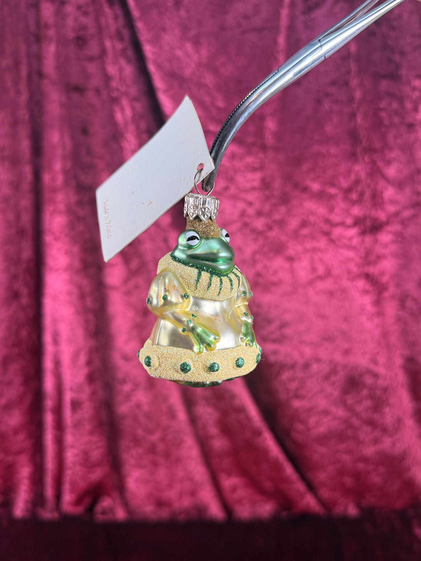Vintage Christmas - Handblown Glass Ornament - Frog King - Patricia Breen - Poland - 2006