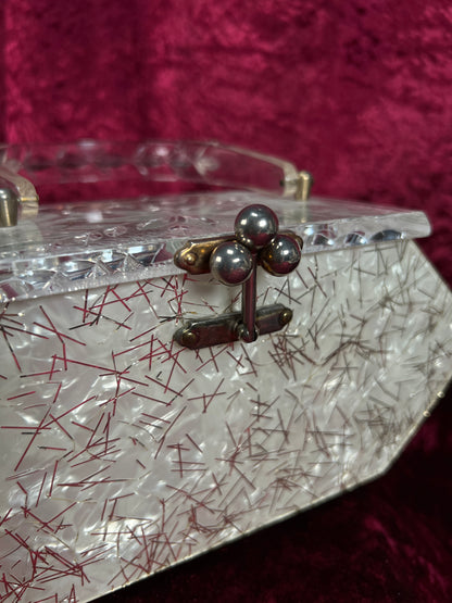 Vintage 1950s Lucite Box Purse – Charles S. Kahn Gold Confetti Clear Handbag