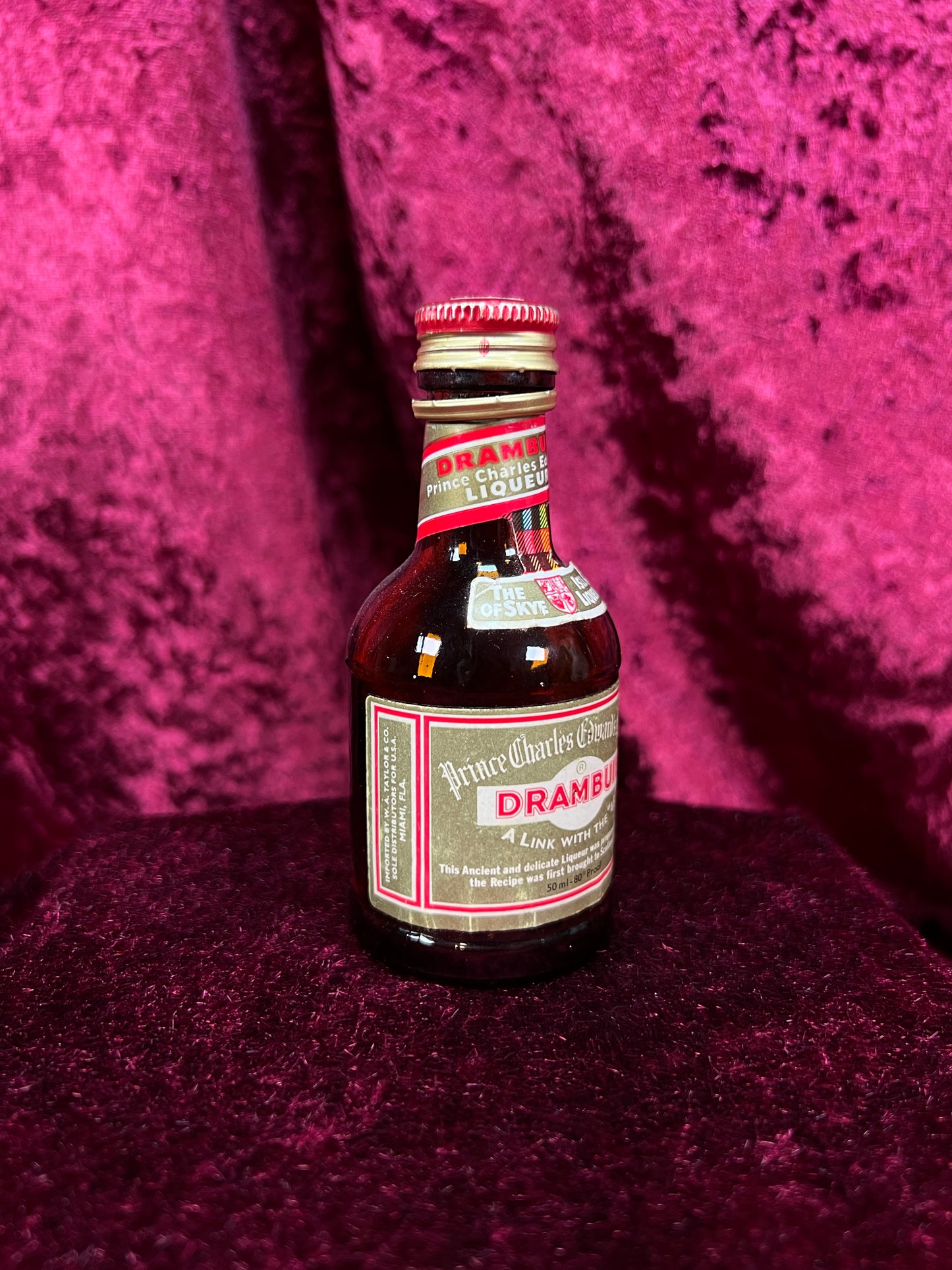 Vintage Glass Miniature Bottle - Drambuie Scotch Liqueur Advertising Collectible