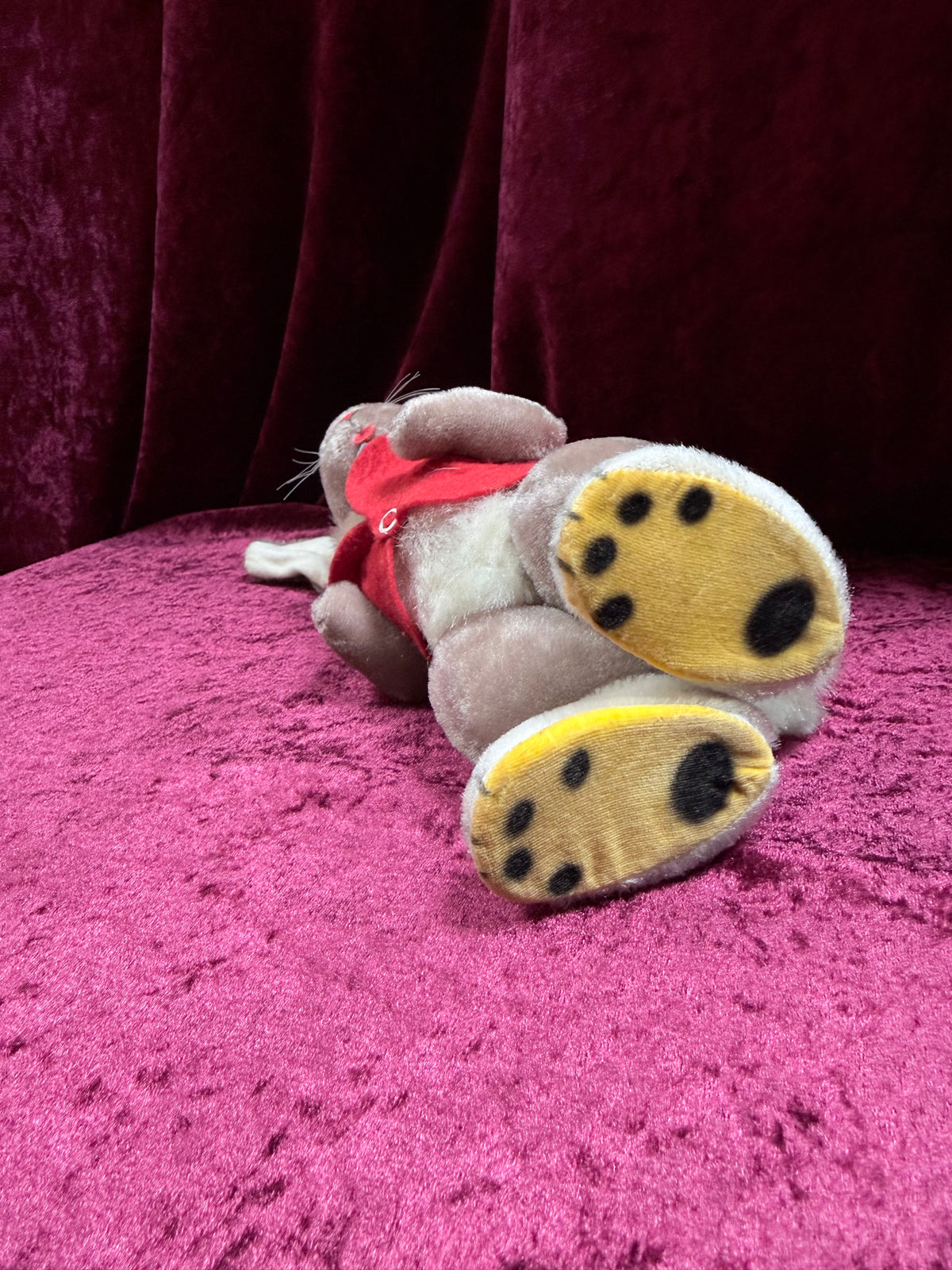 Vintage 1950s Gund Plush Rabbit Music Box – “Rock-a-Bye Baby” + Felt Outfit