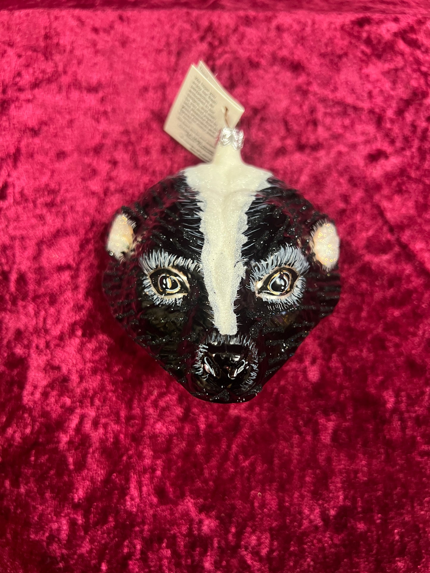 Vintage Christmas - Handblown Glass Ornament - Skunk - Slavic Treasures - Made In Poland