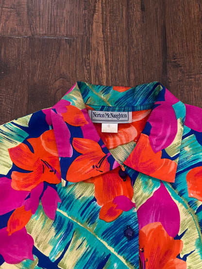 Vintage Norton McNaughton Tropical Two Piece Set - Bright Hawaiian Florals - Medium
