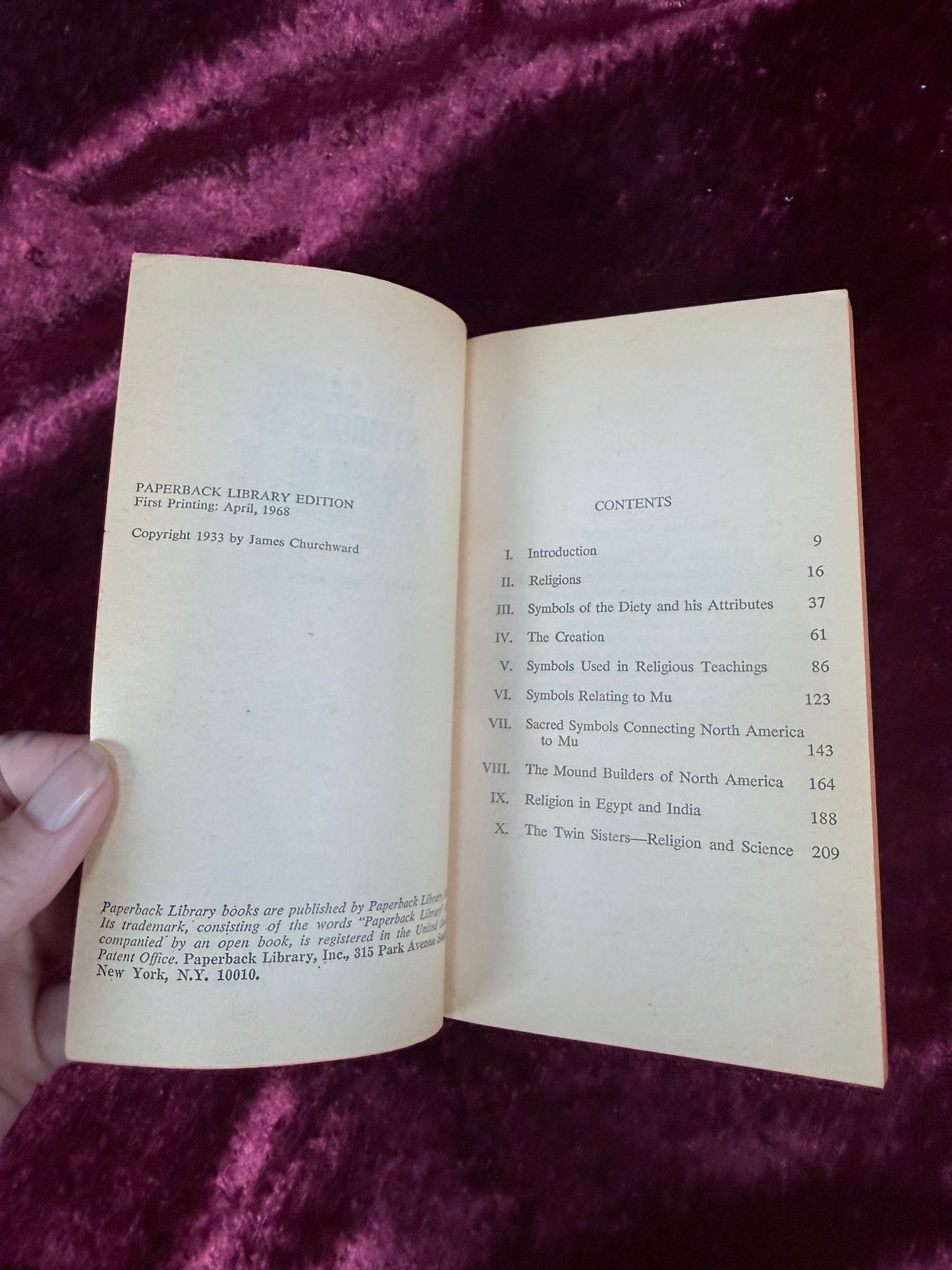 Vintage The Sacred Symbols of Mu by James Churchward 1968 Paperback Library First Printing