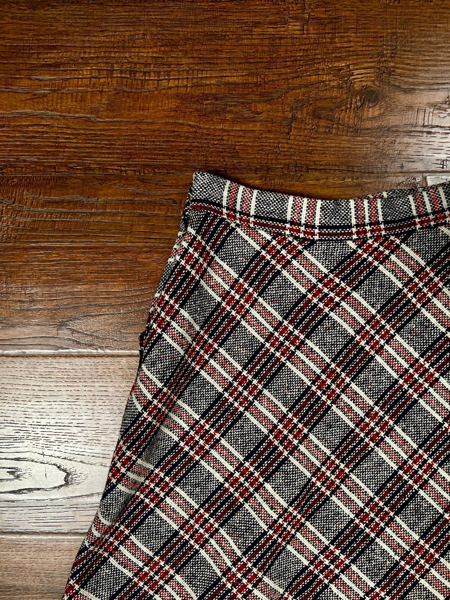 Vintage Wool Blend Plaid Skirt - Trousers Up Patch Pocket A-Line - Size Medium