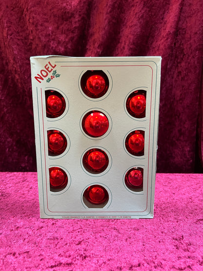 Vintage Christmas - Glass Ornament Set - Red - Noel