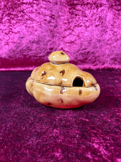 Vintage Kitchen - Ceramic Lidded Sour Cream Boat - Potato - 1984