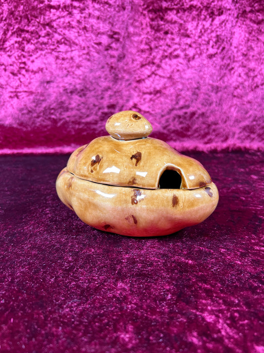 Vintage Kitchen - Ceramic Lidded Sour Cream Boat - Potato - 1984