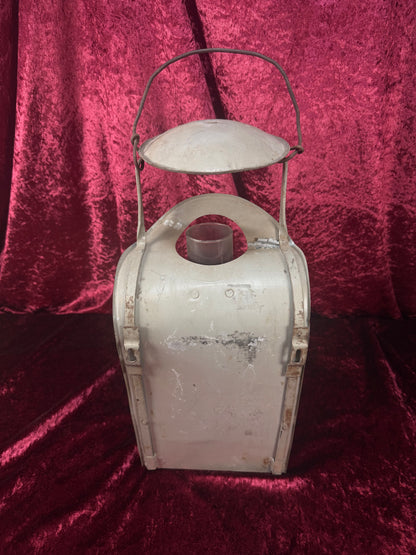 Antique Metal Railroad Wall Mount Oil Lantern – Gray Hurricane Lamp Glass Chimney - Eagle