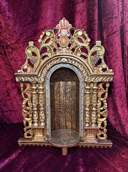 Vintage Hand Carved Wooden Altar - Immaculate Conception of Mary - Gold Shrine Devotional