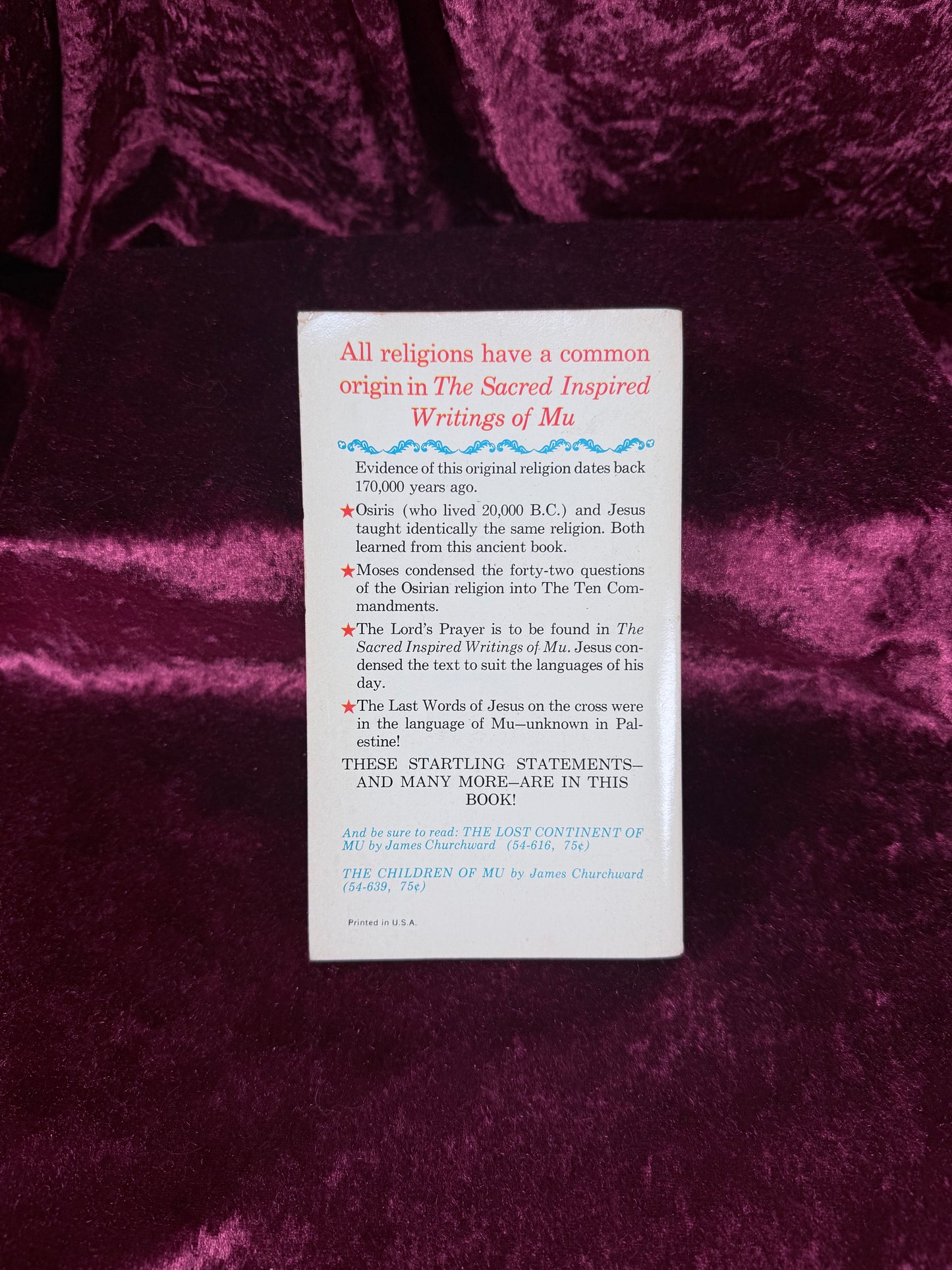 Vintage The Sacred Symbols of Mu by James Churchward 1968 Paperback Library First Printing