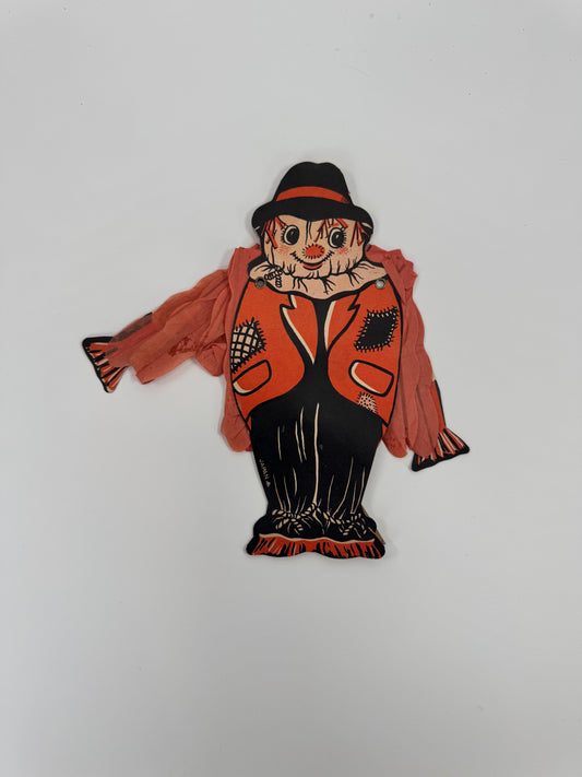 Vintage Paper Decoration | "Winged Scarecrow" w/ Crepe Paper Pop Up Wings | Made in Japan