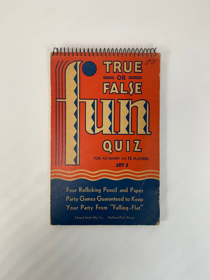 Vintage Game - True or False Fun Quiz Set No 2. - Ed Smith Mfg. Co. - 1950s