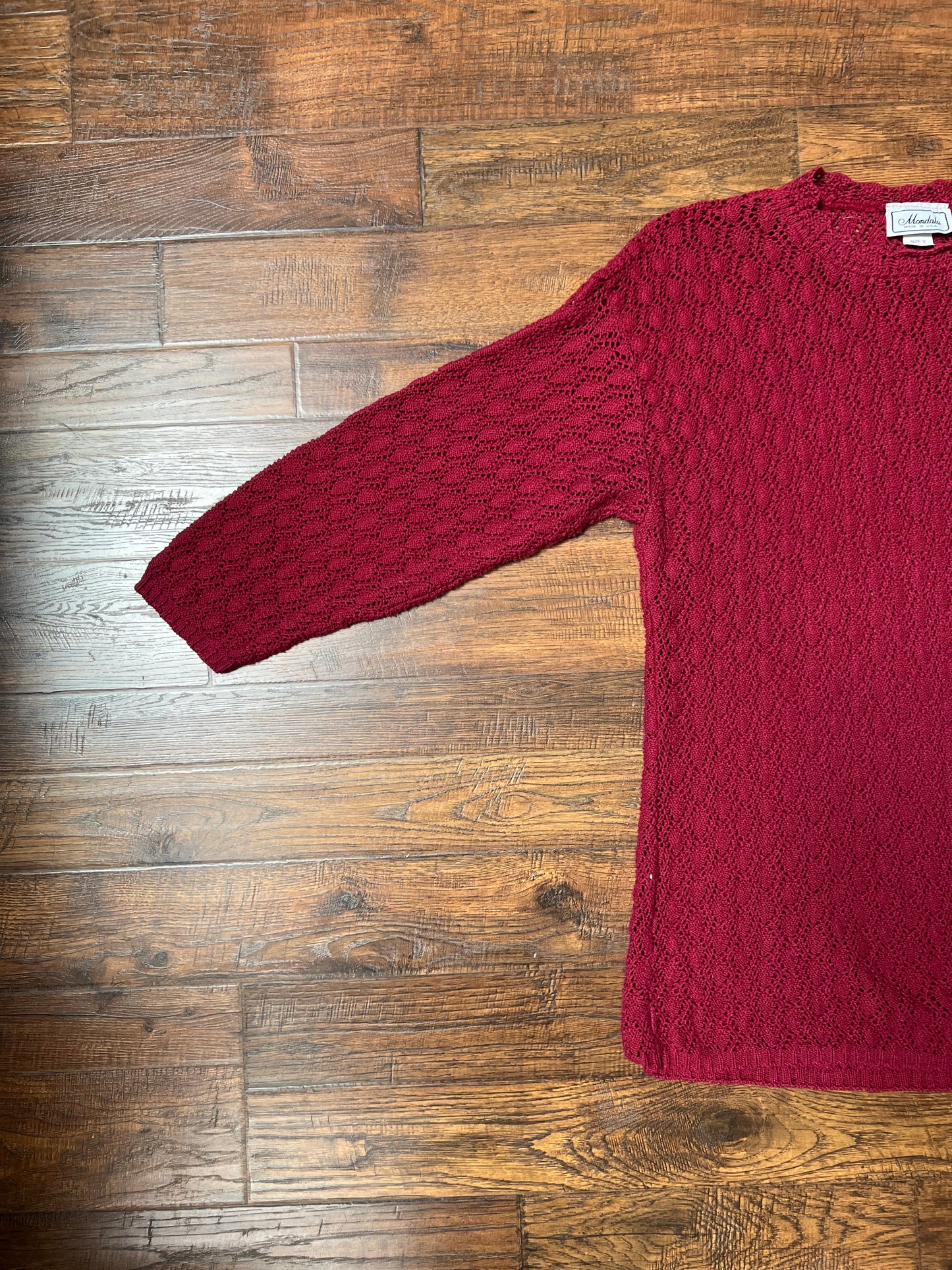 Vintage Clothing - Thin Knit Oversized Sweater - Light Maroon - Mondala Made In U.S.A. - Small