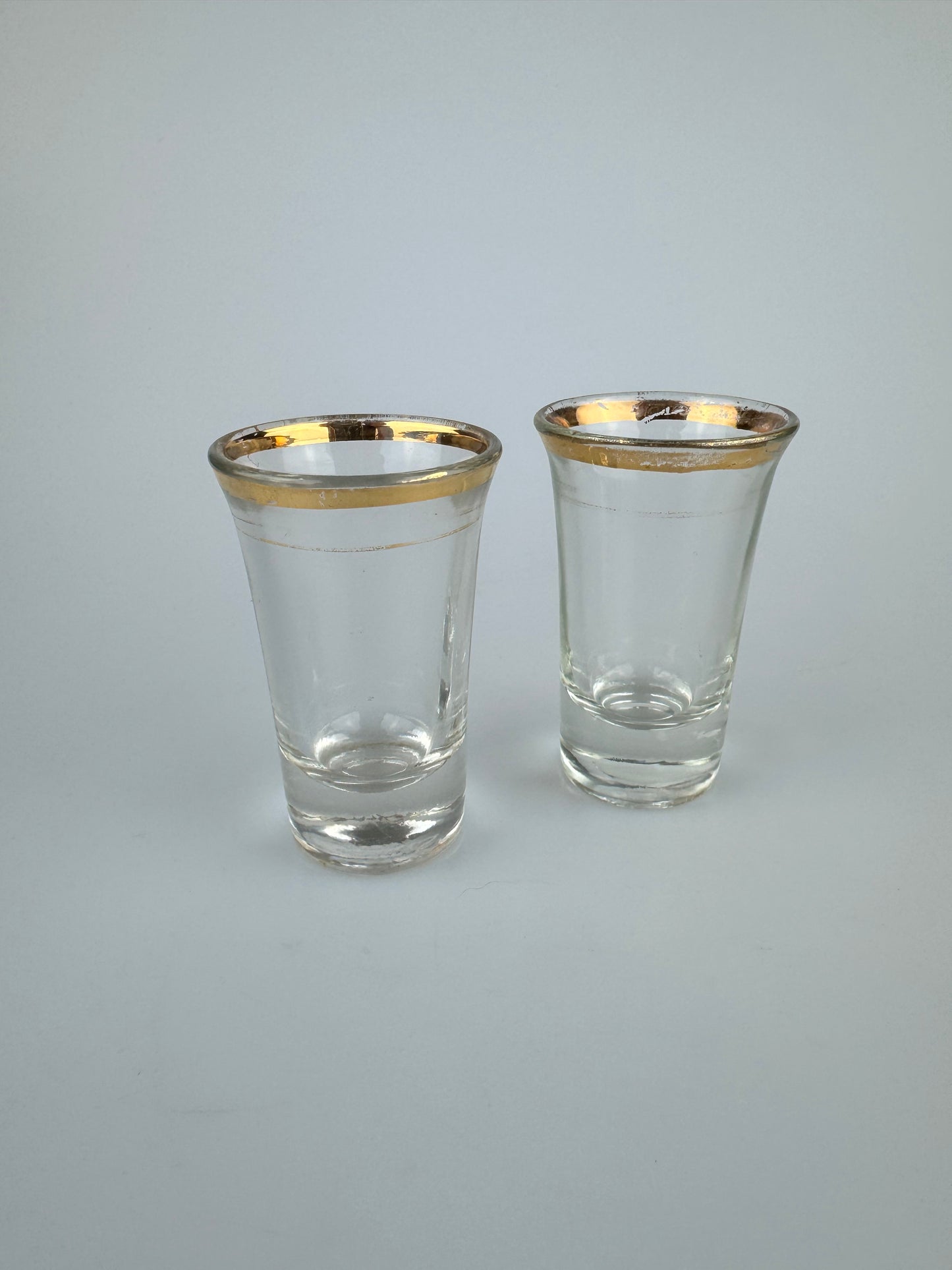 Vintage Gold Rimmed Shot Glasses - Set of 2