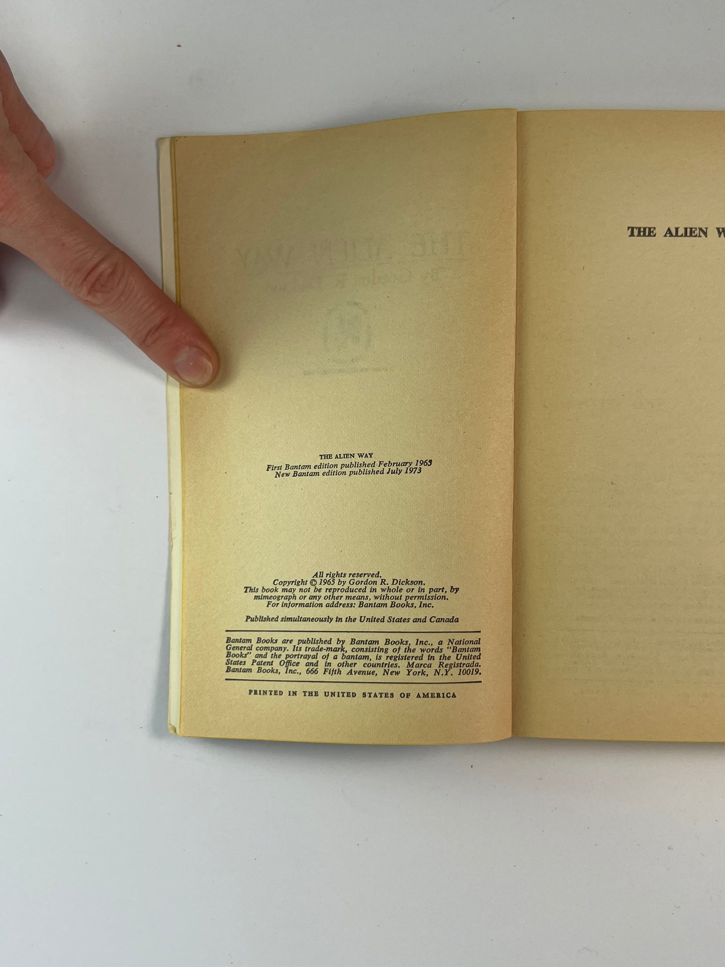 Vintage Paperback - The Alien Way - Gordon R. Dickson  - 1973 A Bantam Book