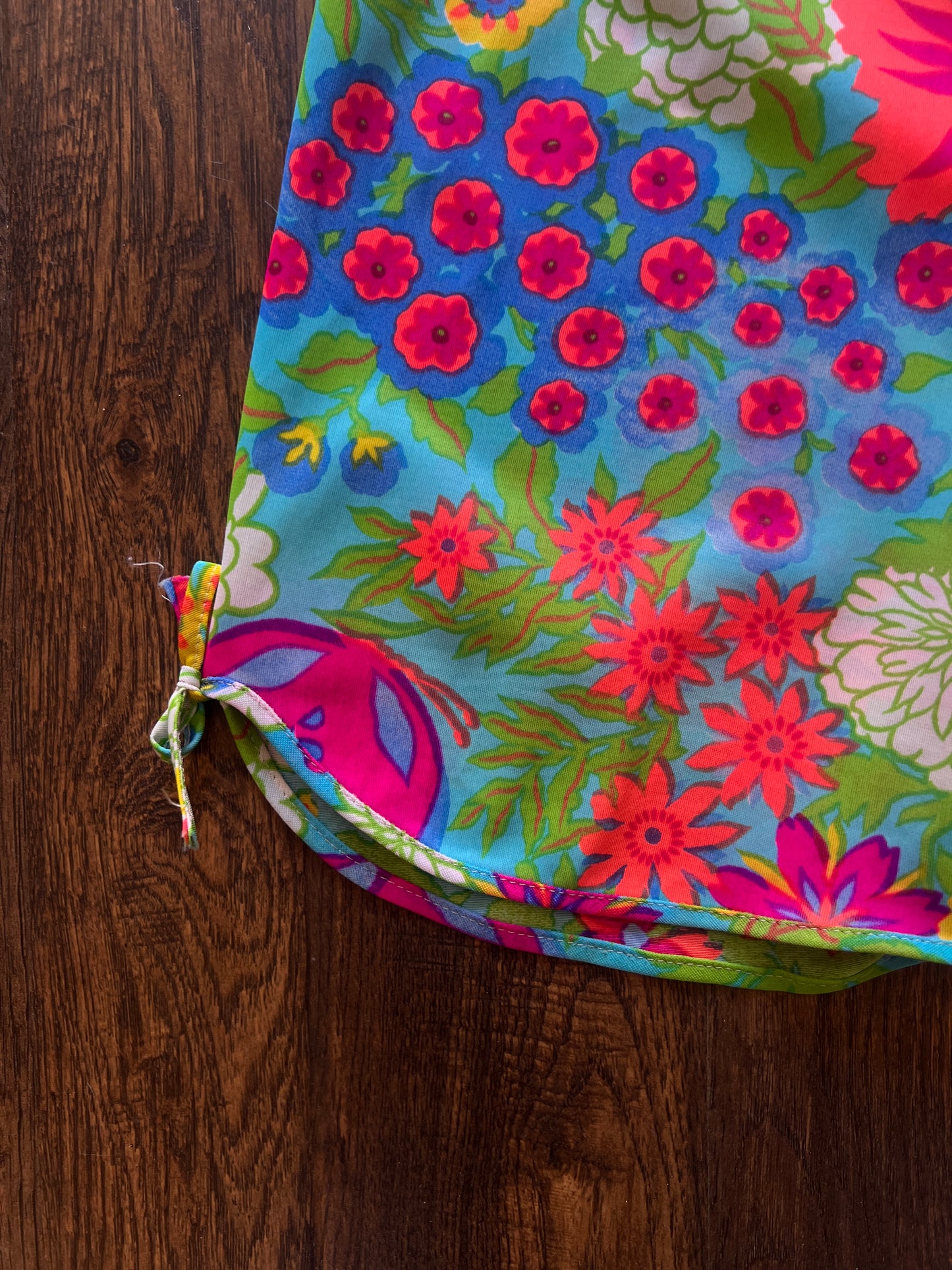 Vintage Handmade Slip Shorts - Psychedelic Floral Print - Small