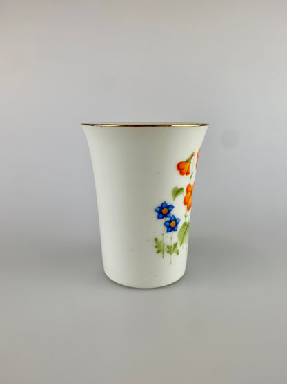 Vintage Ceramic Gold Rim Cup - Sweet Orange Florals