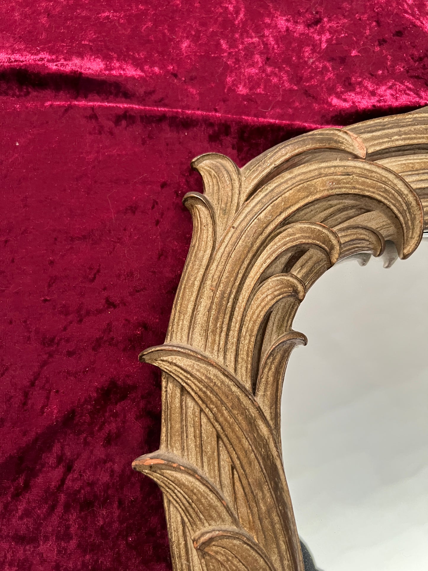 Vintage Syroco Wood Wall Mirror - Ornate Rococo Gold Hued Frame