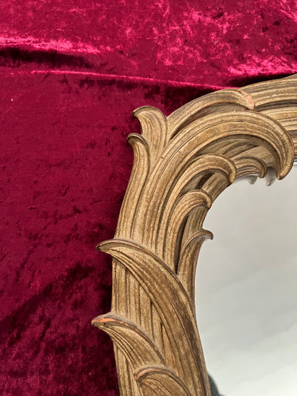 Vintage Syroco Wood Wall Mirror - Ornate Rococo Gold Hued Frame
