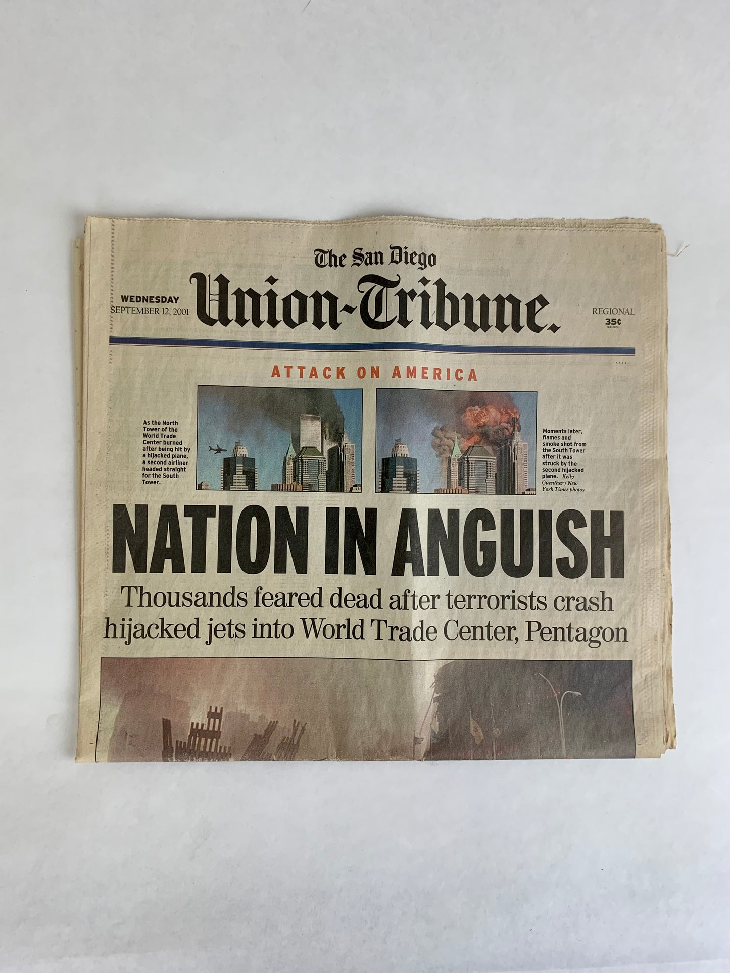 The San Diego Union-Tribune Newspaper - September 12, 2001 - A Nation In Anguish