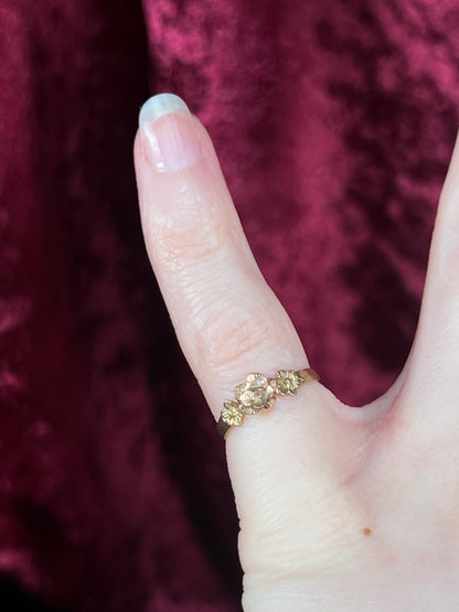 Vintage 10K Yellow Gold Ring - Rose Gold Rosette Center - Size 3