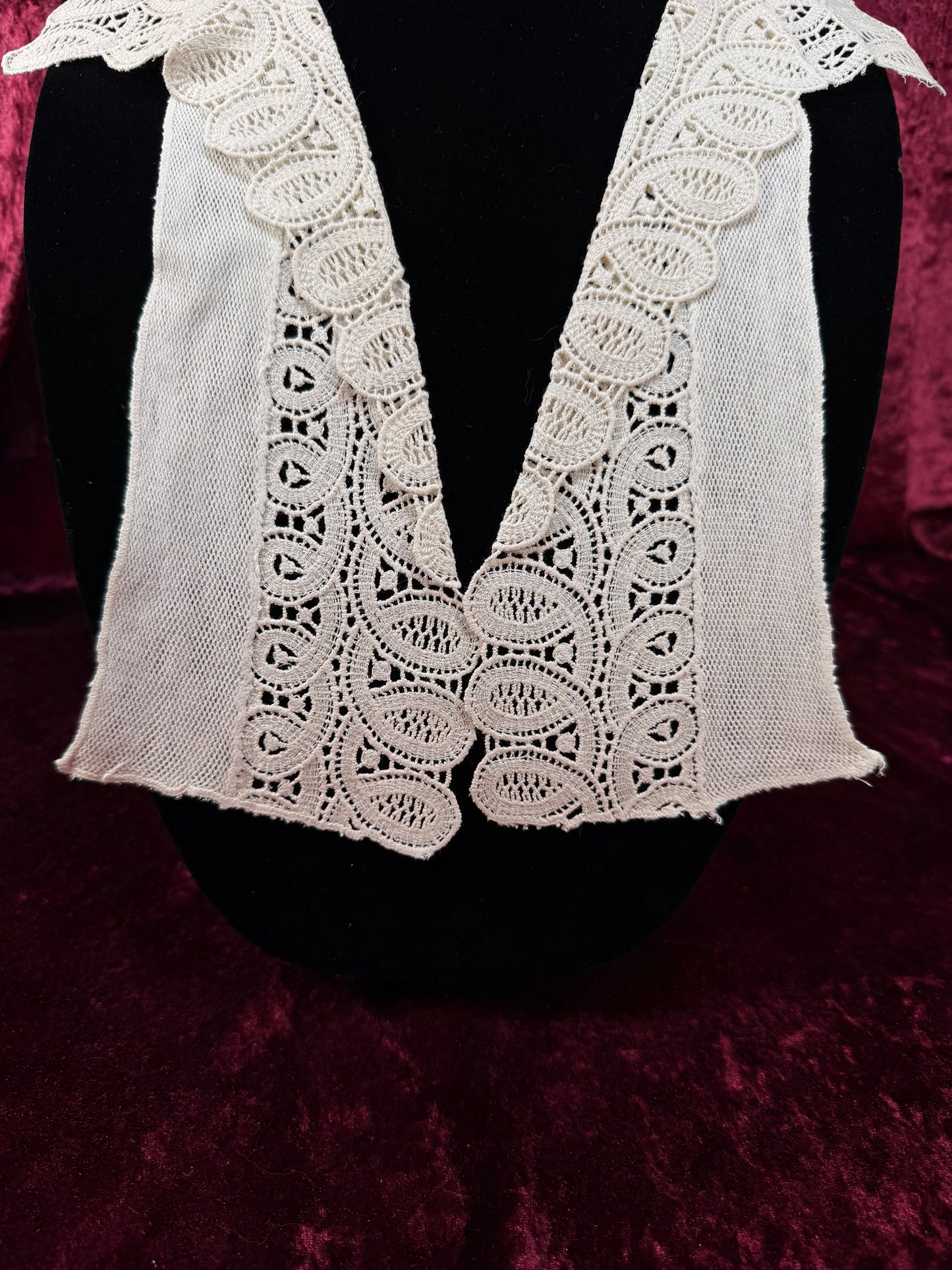 Vintage Lace Collar Overlay – Victorian Style Open Front Embroidered Panel