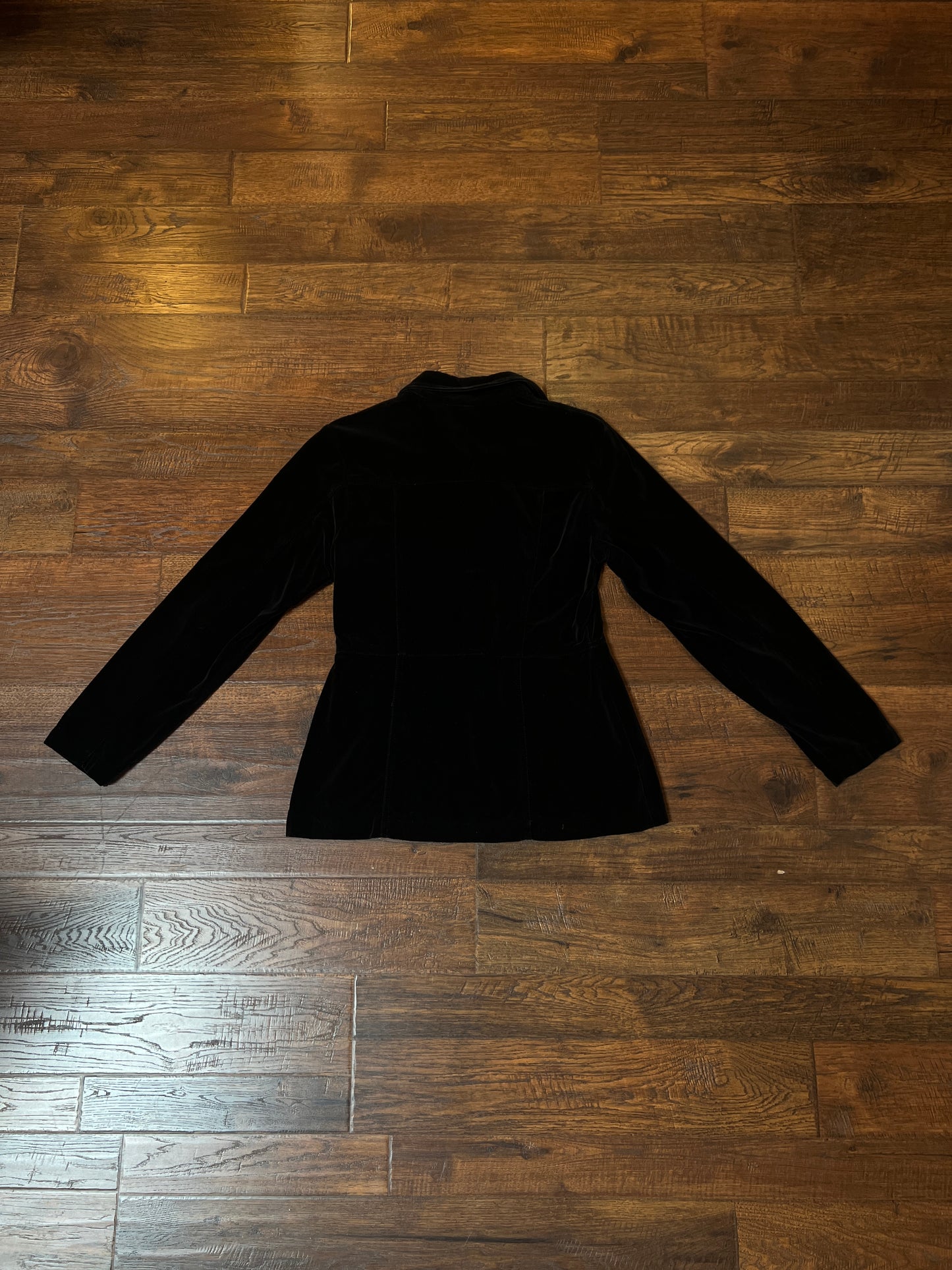 Vintage Paris Sport Club Cotton Velvet Utility Jacket - Black Fitted Snap Front - Medium