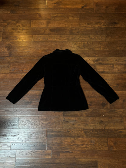 Vintage Paris Sport Club Cotton Velvet Utility Jacket - Black Fitted Snap Front - Medium