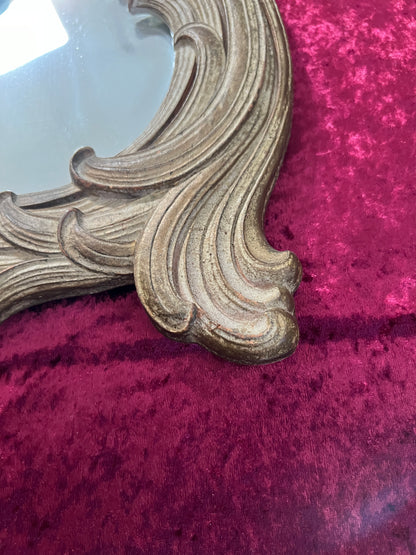Vintage Syroco Wood Wall Mirror - Ornate Rococo Gold Hued Frame