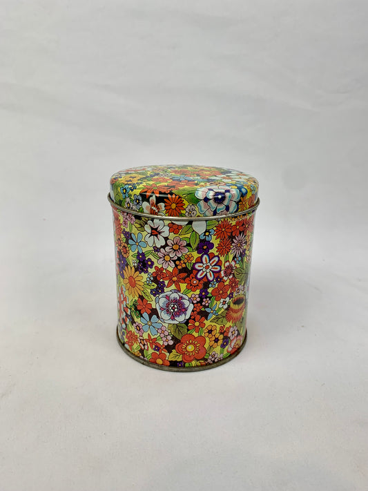 Vintage Boston Tea Co. Retro Floral Flower Power Decorative Tea Tin