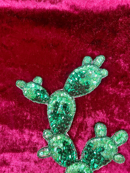 Vintage Sewing Notions - Sequin Appliqué - Big Paddle Cactus