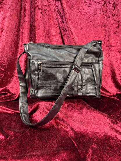 Vintage Accessories - 1980s Utilitarian Crossbody Purse / Shoulder Bag - Black
