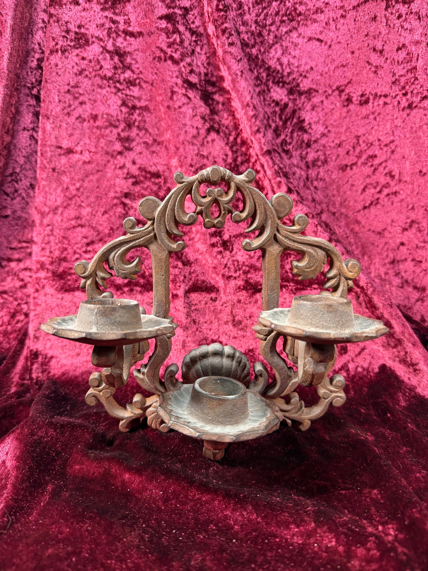 Antique Decor - Cast Iron 3 Candle Sconce - Gothic Style Fixture