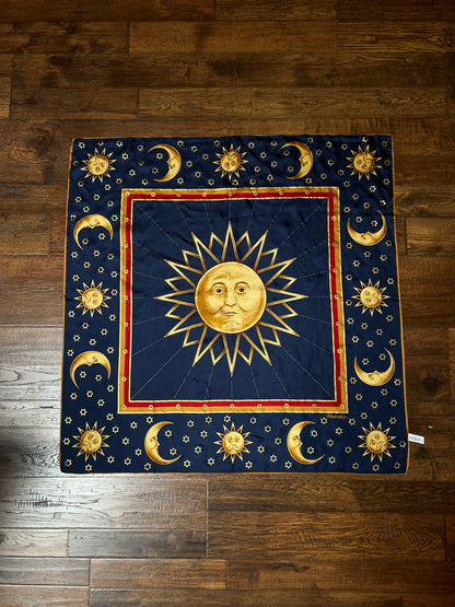 Vintage Winterthur 100% Silk Scarf - Celestial Sun Moon Whimsigoth Print