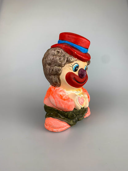 Vintage Chalkware Smiling Clown Coin Bank - Made In Taiwan