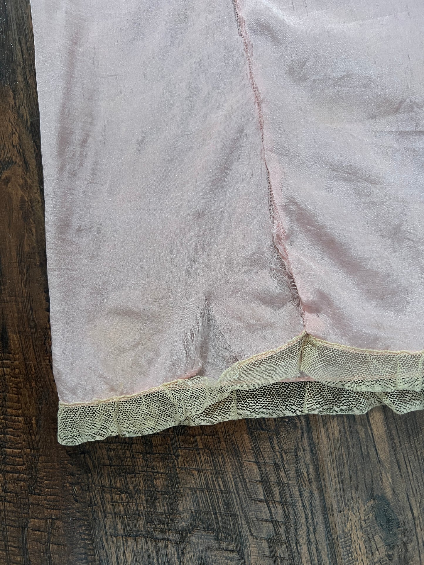 Vintage 1940s Pink Shift Nightgown - Sleeveless Lace Trim Slip Dress - Medium