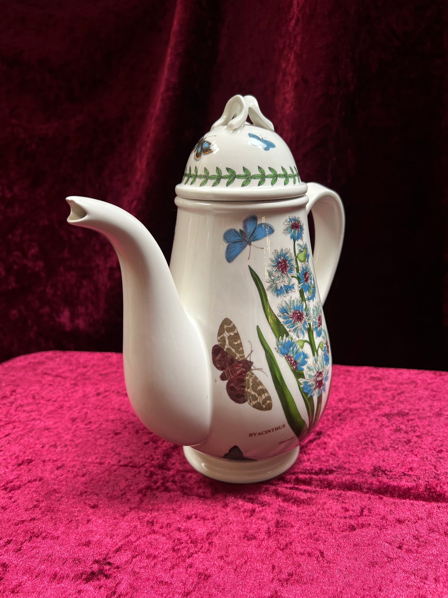 Vintage Ceramic Coffee Pot - Botanic Garden Hyacinth Butterfly Portmeirion