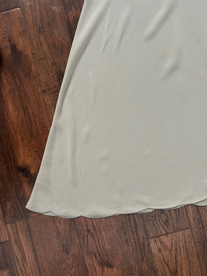 Vintage 1940s Bias Cut Slip Dress - Seafoam Green Lace Nightgown - Medium