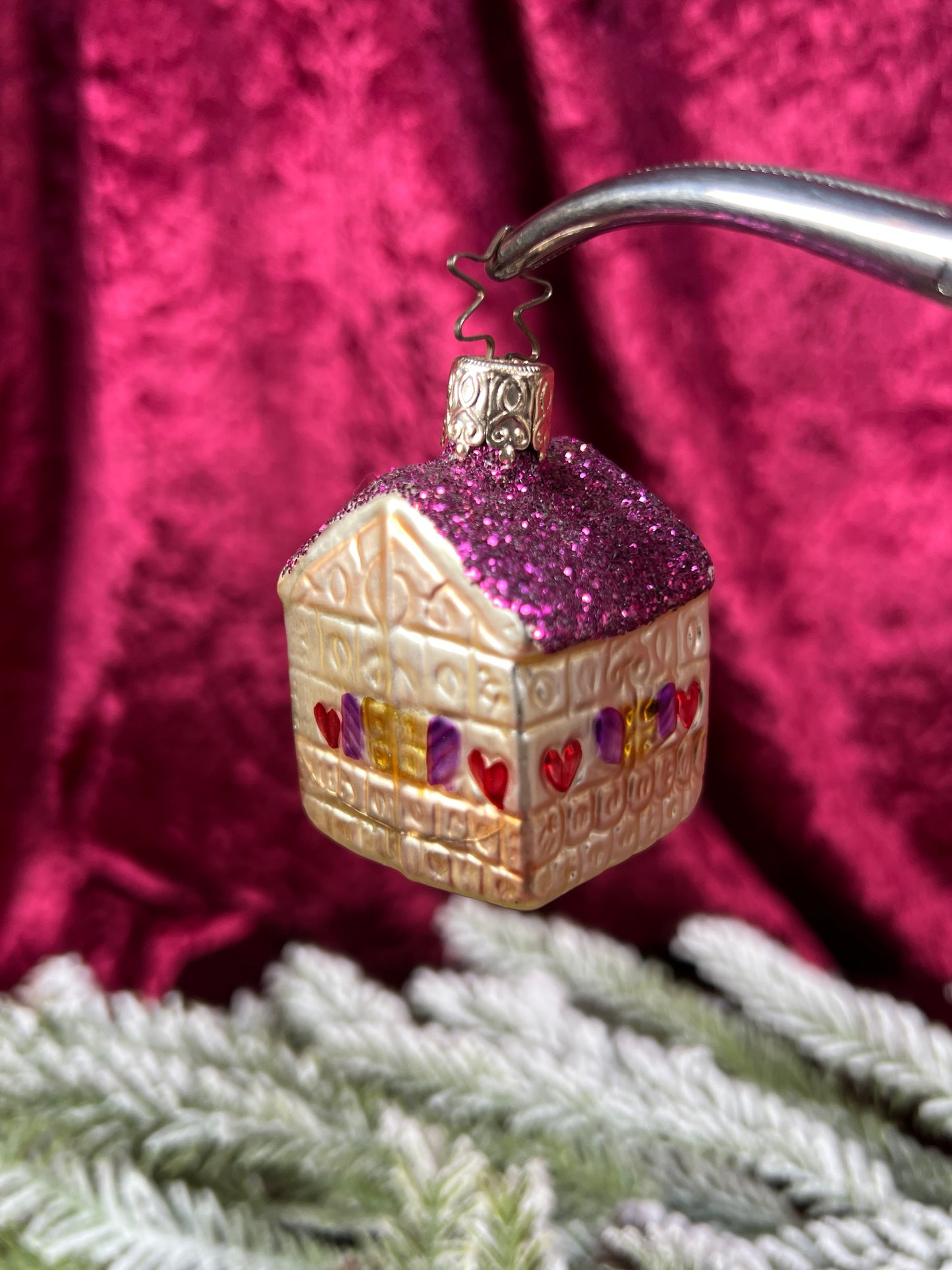 Vintage Christmas - Handblown Glass Ornament - Miniature First Home House - Germany