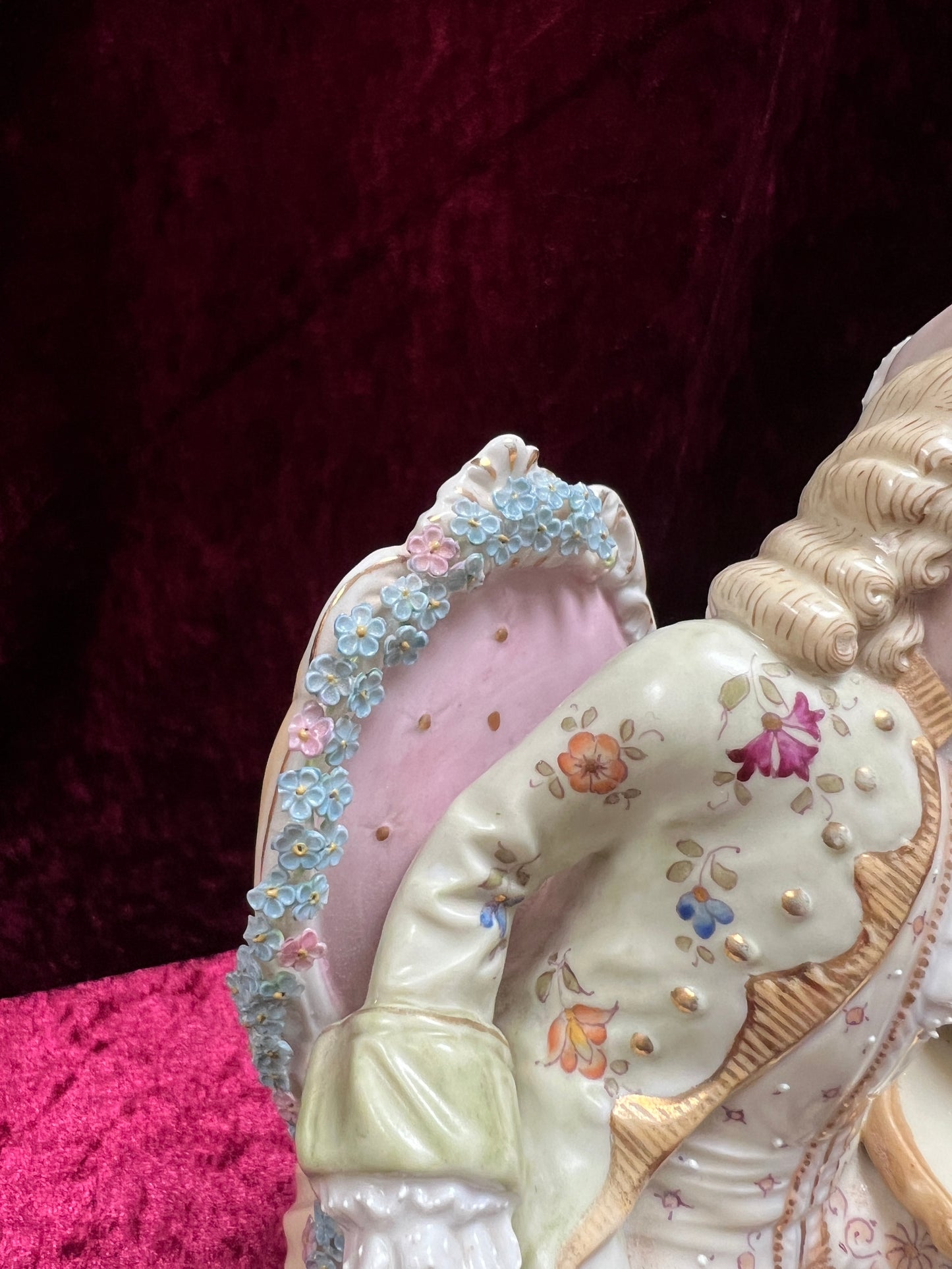 Vintage Porcelain Figurine - Antique Dresden Style Chess Game German Saxe Group