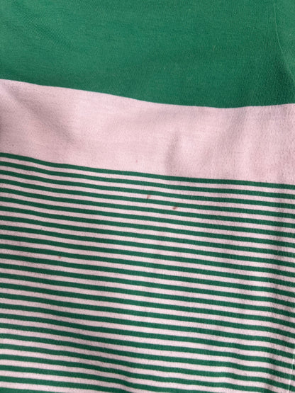 Vintage Clothing - Button Up Polo - Green and White Stripes - Carriage Court - Medium