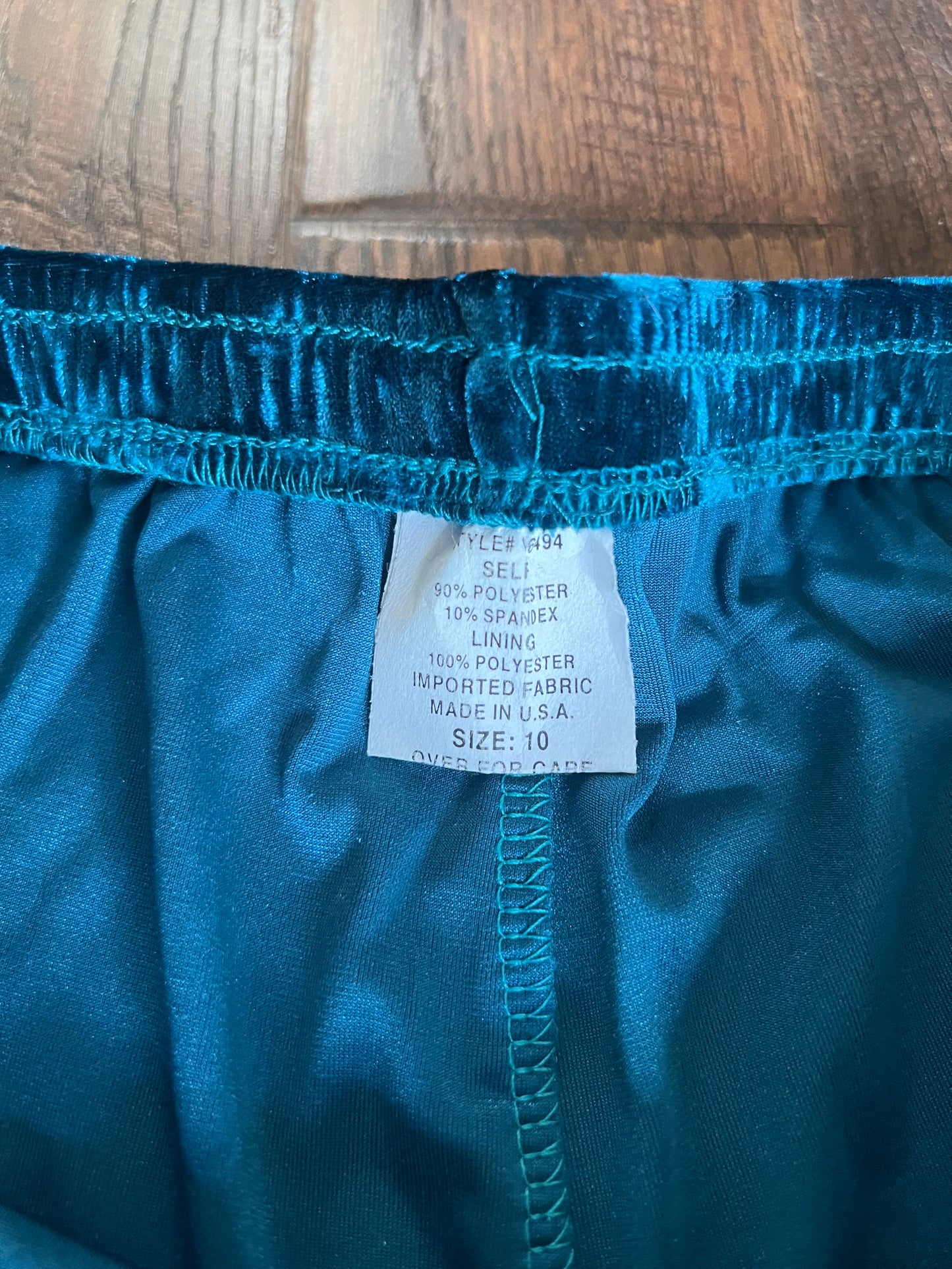 Vintage Clothing - Straight Leg Pants - Crushed Velvet - Teal - Medium